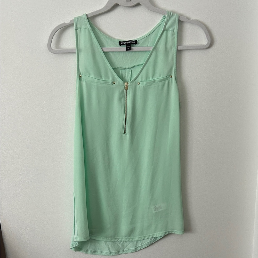 Express Light Green Tank Top with Zipper